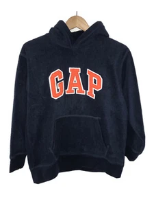 GAP KIDS Navy Blue Hoodie Orange Spell Out Fleece Pullover Boys 12-13 Years - Picture 1 of 7