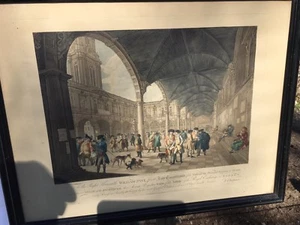 SELTENER Druck aus dem 18. Jahrhundert HANDFARBIGE Ansicht des Innenraums der königlichen Börse. - Bild 1 von 7