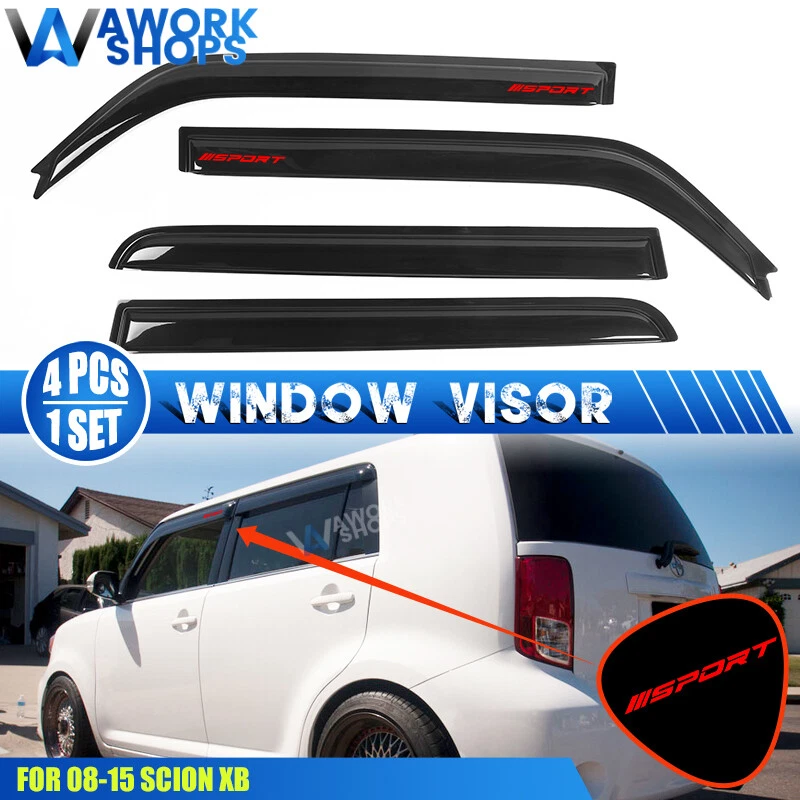 Fits 08-15 Scion xB Window Visors Vent Rain Guard Shade w/ Red Sport - Image 1 of 4