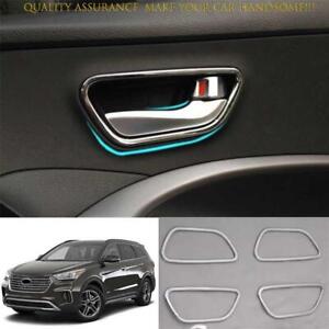 For Hyundai Santa Fe 2013-2018 ABS Chrome Inner Door Handle Lock Frame Trim 4PCS