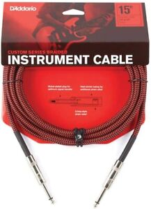 D'ADDARIO CUSTOM SERIES BRAIDED INSTRUMENT CABLE 15FT RED