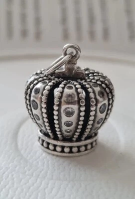 PANDORA ROYAL CROWN SILVER PENDANT CUBIC ZIRCONIA 390346CZ NECKLACE CHARM BEAD - Imagen 1 de 4