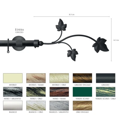 Scorritenda Corda Strappo Bastone 30mm Tenda Ferro Battuto Terminale EDERA Vami - Immagine 1 di 2