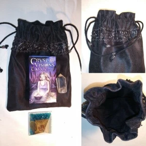  Tarot Tasche Perlen - Wildleder schwarz - Bild 1 von 4