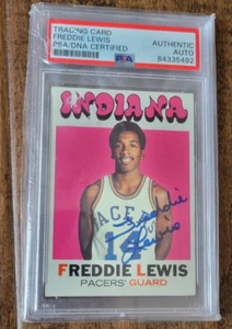 1971-72 TOPPS SIGNED ROOKIE CARD FREDDIE LEWIS PACERS ROYALS ABA ASU 204 PSA DNA - Picture 1 of 1