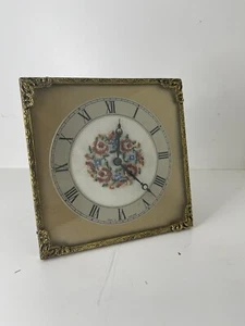 Antique English Mantel Petit Point/ Desk Alarm Clock 20' 30's Working Vanity Set - Picture 1 of 8