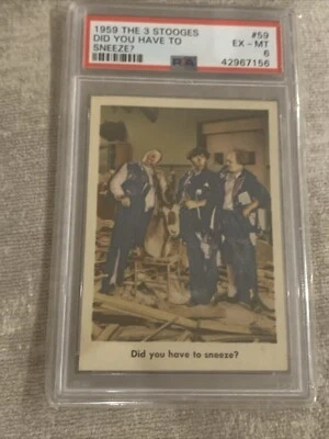 1959 The 3 Three Stooges -#59 Did you have to Sneeze? - PSA 6 New Label - Image 1 of 3