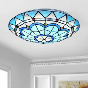 Mission Flush Mount Ceiling Light Tiffany Stained Glass Chandelier Light Fixture - Picture 1 of 10