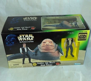 1997 Star Wars POTF Jabba the Hutt & Han Solo Figure Set Kenner Sealed in Box - Picture 1 of 6