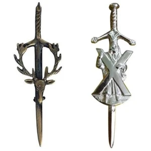 Schottischer Kilt Pin Hirschkopf Antik Kilt Pin & Silber Chrom St. Andrew Kilt Pin - Bild 1 von 5