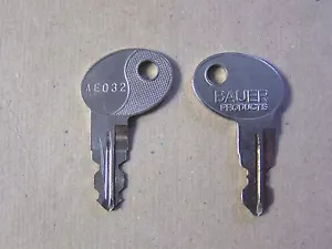 2 Bauer OEM AE Camper Keys cut to your code AEOO1-060 - Foto 1 di 1