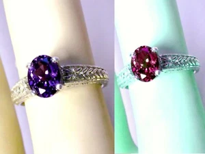 Purple Color Change Lab Alexandrite Size 5.75 Ring 925 Sterling Silver USA Made - Picture 1 of 7