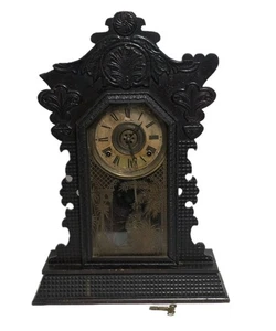 Antique Gingerbread Mantle Clock by The E. Ingraham Clock Company - Picture 1 of 19