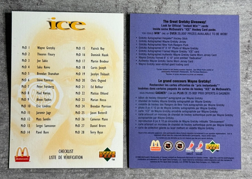 1998-99 McDonald's Upper Deck Ice Hockey Cards - Image 1 of 1