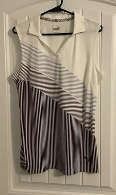 Polo Puma Para Mujer Grande Púrpura/Blanco Golf/Tenis Informal Atlético Aire Libre Foto 1 de 3