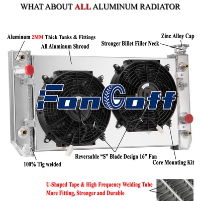 4 Row Radiator Shroud+Fan for 88-1994 Chevy S10 Blazer GMC S15 Jimmy Sonoma 4.3L — 第 1/4 张图片