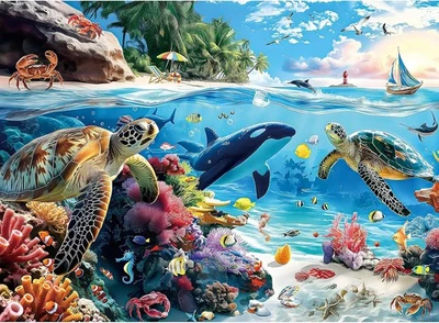 Rompecabezas de 300 Piezas para Adultos, Rompecabezas de 300 Piezas para Adultos Pieza Grande, Tortugas Foto 1 de 4