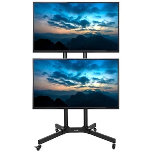 VIVO Dual TV Cart Mount for LCD LED Plasma Flat Panel | Fits 32" to 65" Screens - Picture 1 of 8