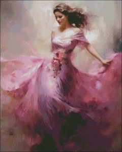 Woman in Purple Dress 3 - Counted Cross Stitch Kits Needlework Embroidery DIY - Picture 1 of 3