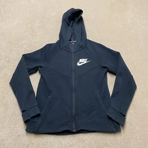 Nike Tech Hoodie Large Kid's Black Full-Zip Thumb-Holes - Picture 1 of 13
