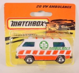 Matchbox # 20 White/Orange VW Ambulance Volkswgen Transporter MB20-E8 - Picture 1 of 1