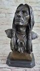 Native American Indian Warrior Chief Bronze Bust Sculpture Statue Figurine Decor