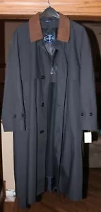 VINTAGE PERUSAL LONG TRENCH COAT w/ZIP OUT LINER MENS SIZE 44S NWT BLACK - Picture 1 of 3