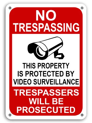 Property Protected By Video Surveillance Warning Security Camera Sign cctv 7x11" - Image 1 of 4