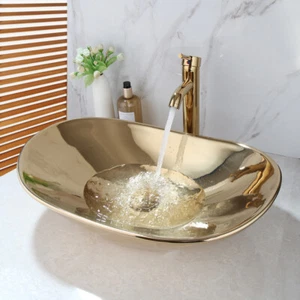 Set di scarico rubinetto vasca idromassaggio vasca bagno ovale bagno oro - Foto 1 di 9