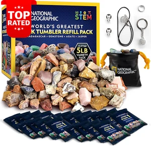 Rock Tumbler Refill Kit 2.26kg Mixed Rough Gemstones Grit Polish Supplies - Picture 1 of 12