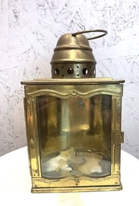 "Linterna de vela náutica vintage de latón y cobre manija de pestillo de puerta de vidrio 5""x 9""" - Imagen 1 de 10