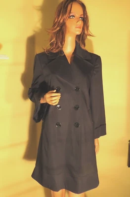 NWT WOMENS AUTH BURBERRY LONDON BLACK COTTON BLEND TRENCH RAIN COAT JACKET 14/48 - Image 1 of 4