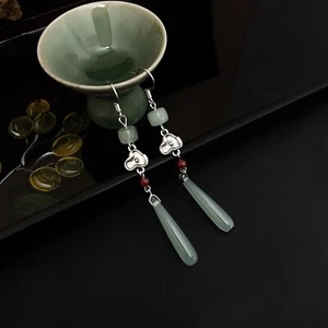 New Chinese-style folk fashion earrings with Song Dynasty-style fringes - Picture 1 of 5