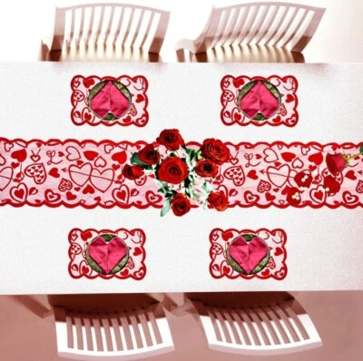 Pack de 5 Conjuntos de Decoraciones de San Valentín Corredor de Mesa de San Valentín (13 x 72) Foto 1 de 4