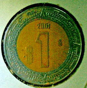 CINCO DE MAYO SALE EVENT BEGINS-Mo 2001 MEXICO $1 Bi-Metal Dollar Coin km#603 - Picture 1 of 3