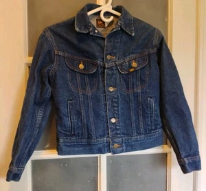 Vintage Union Lee Rider Denim Jacket Dark Blue Size Sm Approximately-Labeled 14 - Picture 1 of 16