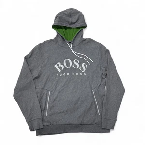Hugo Boss Hoodie Mens XL Gray Logo Drawstring Casual Pullover Sweatshirt - Picture 1 of 14