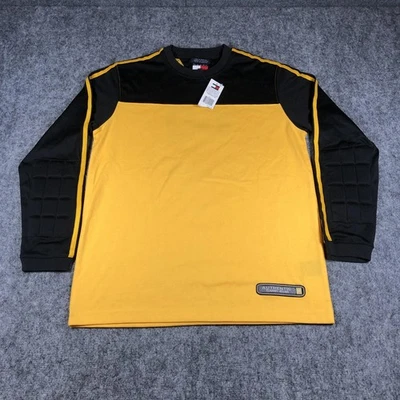 Camisa Tommy Jeans Para Hombre Pequeña Amarilla Negra Manga Larga Acolchada Codos 85 Jersey Foto 1 de 4