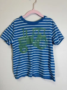 Hanna Andersson Boys 110 5/6 Tractor Striped Shirt - Picture 1 of 4