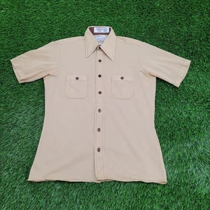Vintage 70s Arrow Double Pocket Disco Button Shirt S/M 20x26 Polyester - Picture 1 of 12