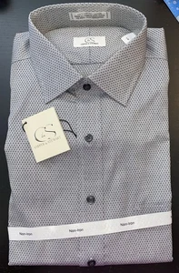 NWT COOPER & STEWART Button Front Geometric Shirt Short Sleeve L $85 - Picture 1 of 7