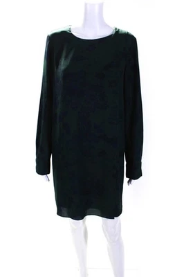 BCBG Max Azria 女式花卉印花 Ashton 连衣裙绿色海军蓝 M 码 — 第 1/4 张图片