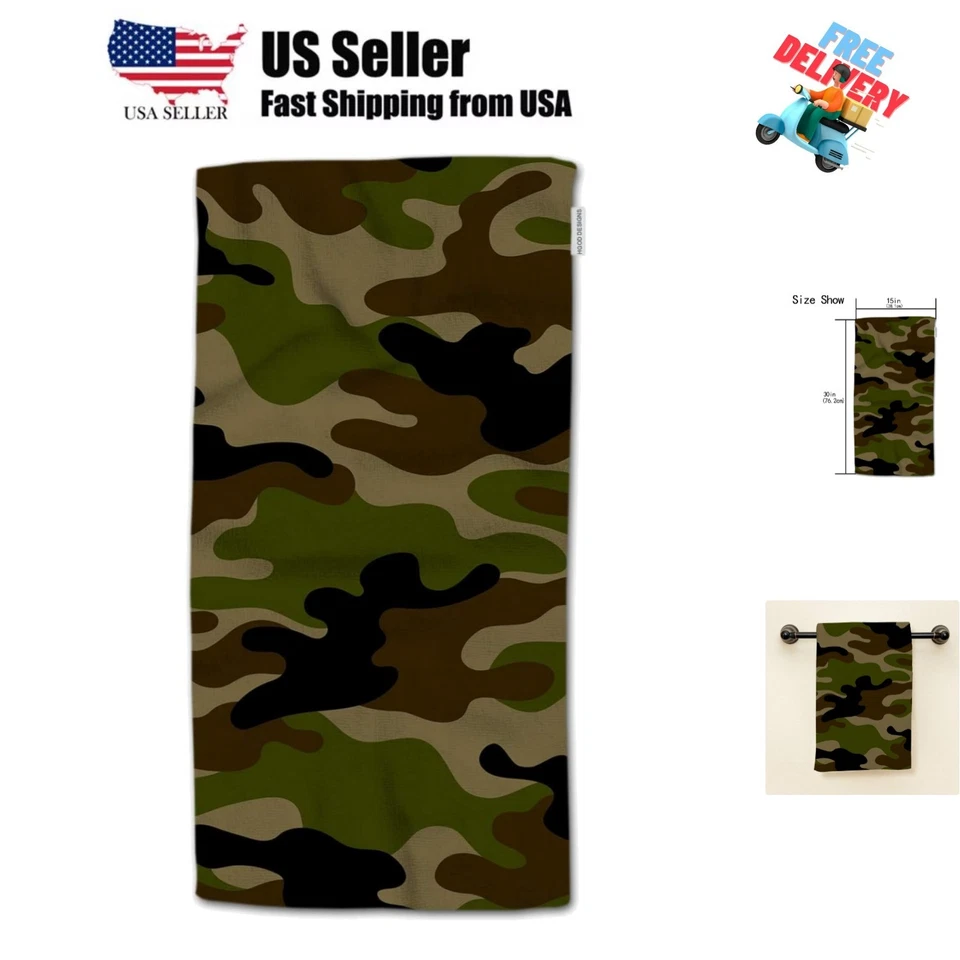 Toallas de mano camufladas camuflaje militar patrón sin costuras toalla de mano suave para murciélago... Foto 1 de 4