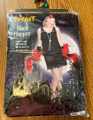 NUEVO ESPÍRITU ~ ALETA NEGRA GATSBY Disfraz Halloween Vestido Guantes Acc Adulto Grande Foto 1 de 4