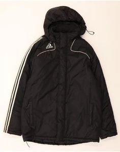 ADIDAS Mens Hooded Padded Jacket UK 44/46 Large Black Nylon AC01 - Picture 1 of 3