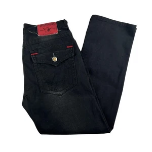 True Religion Jeans Mens 38x33 Black Ricky Super T Made USA Straight Leg Denim - Picture 1 of 19