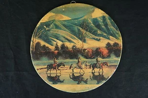 Buon quadro vintage nativi americani firmato montato su legno 8,5" [Y6-W6-A8] - Foto 1 di 10