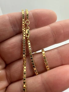 Cadena pulsera oro amarillo 9ct 2,1mm caja eslabón veneciano 7,5"/19cm (0585) - Imagen 1 de 4