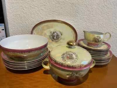 SEP DDR Porzellan Essservice 6 Personen Perlmutt mit Motiven Barock Rarität - Bild 1 von 4