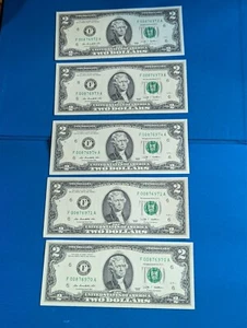 2009 $2 TWO DOLLAR BILL ( ATLANTA F ) UNCIRCULATED CRISP 5 pcs by # nice - Picture 1 of 6